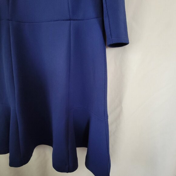 Isaac Mizrahi Medium Shift Dress QVC Royal Cobalt Blue Shift Waffle Knit 3/4 slv - Picture 4 of 9